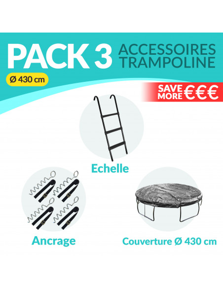 PACK 3 ACCESSOIRES 430 cm: Echelle, Ancrage, Bâche 430 cm - 1